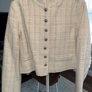 Zara Cream Textured Women's Blazer